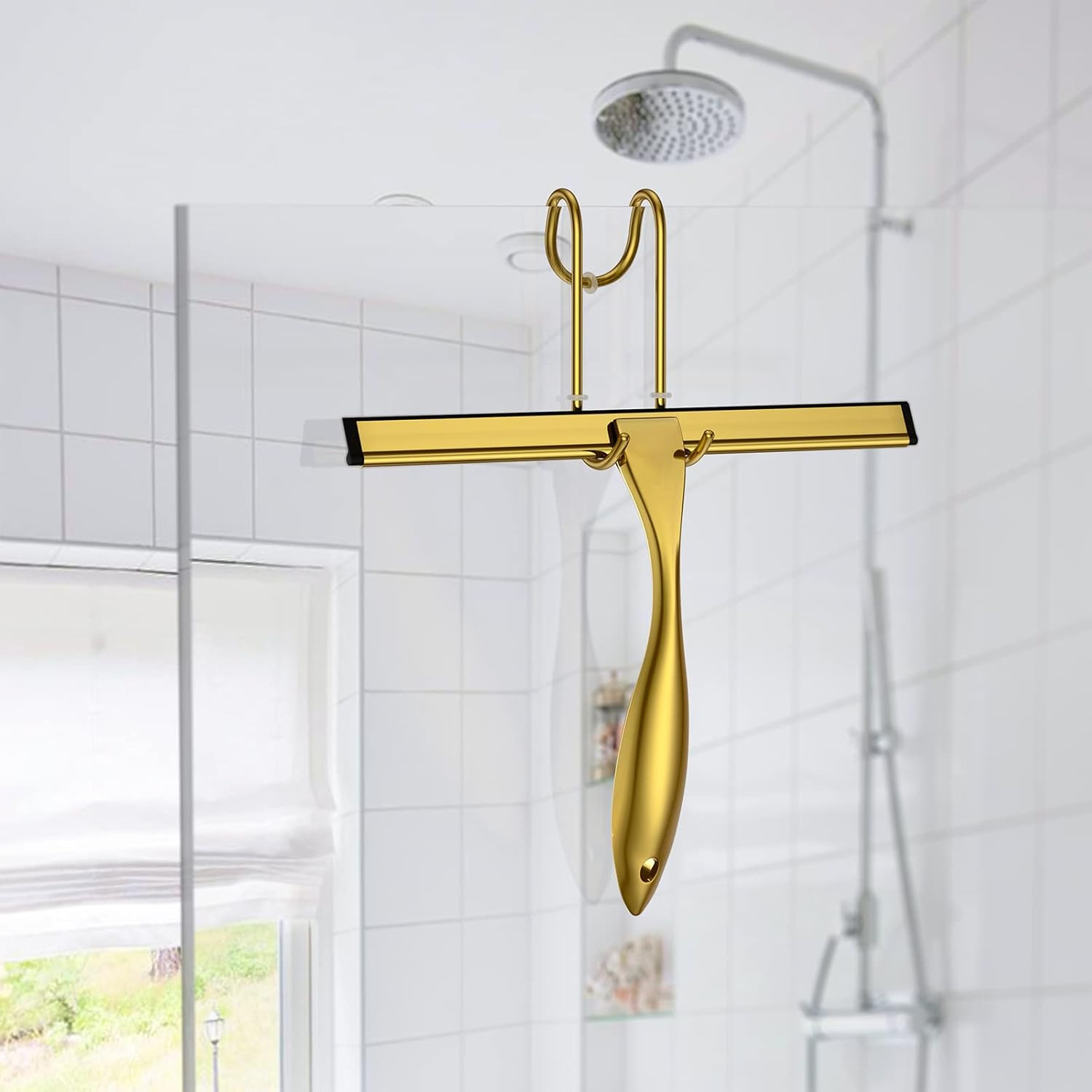 Shower Squeegee Set, 14-Inch Stainless Steel Squeegee, All-Purpose Squeegee for