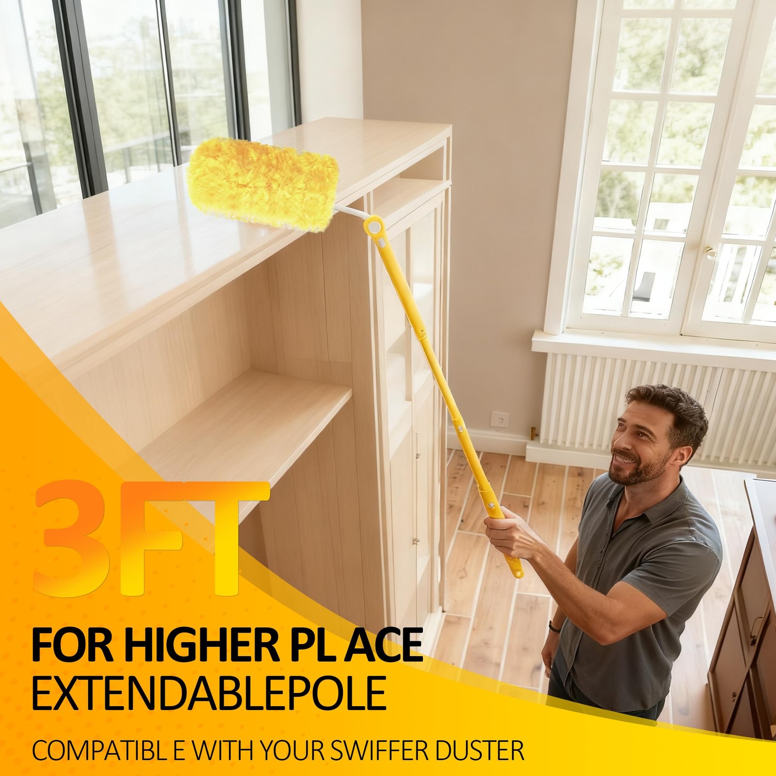 Duster Refills for Swiffer 100 Count with 1 Handle Heavy Duty 4XMicrofiber 360°