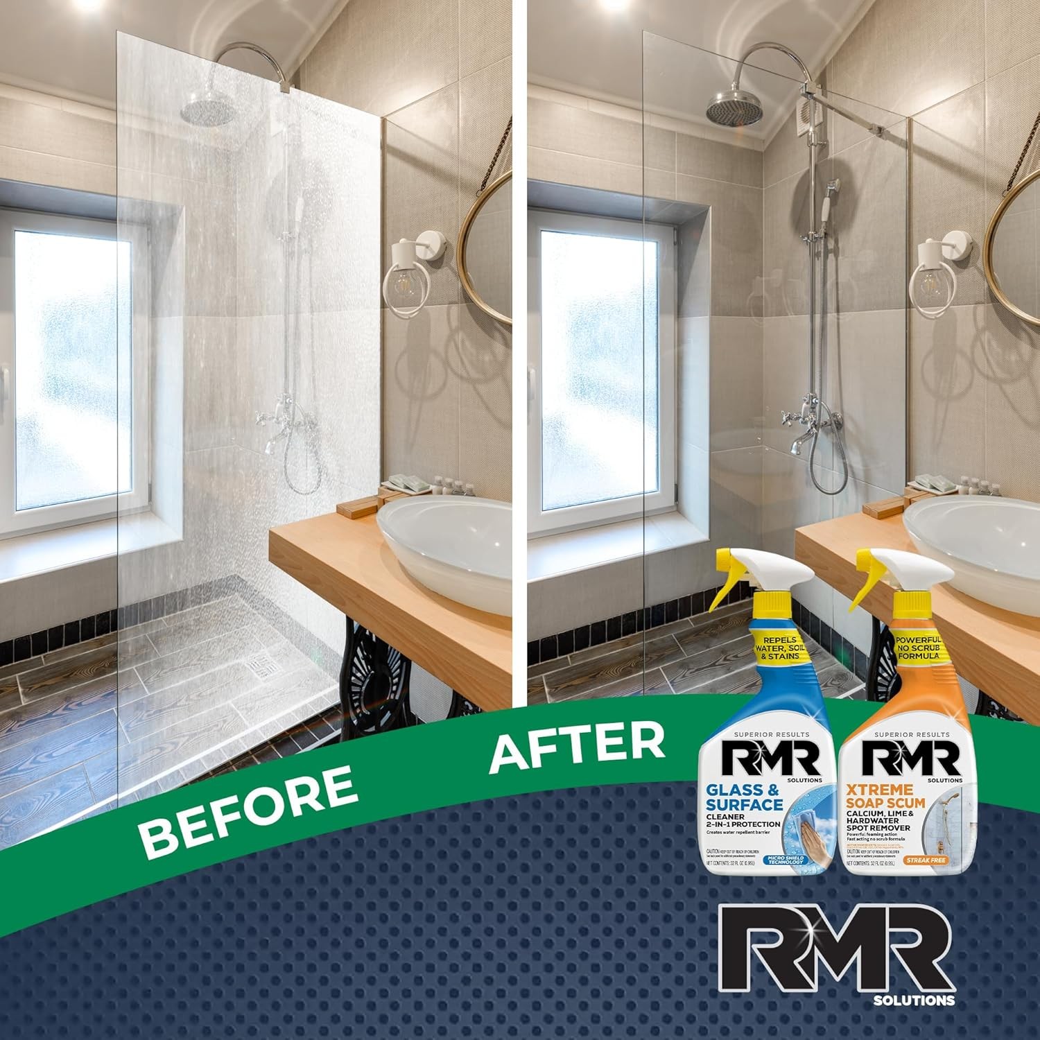 RMR Shower Shield Glass Cleaner Repellent Power Pack Surface Cleaner Kit