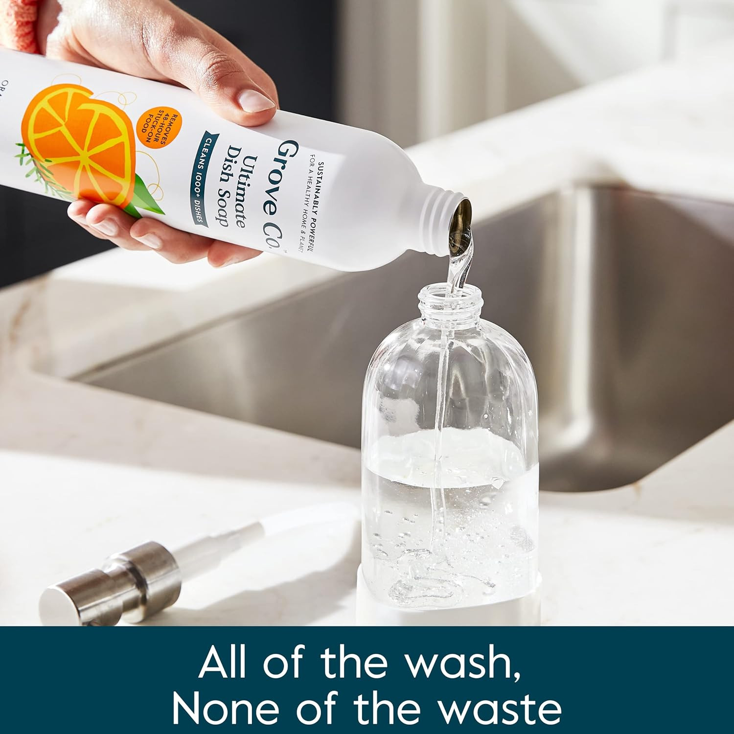Grove Co. Ultimate Dish Soap Refills (3 X 16 Fl Oz) Removes 48-Hr Stuck-On Food