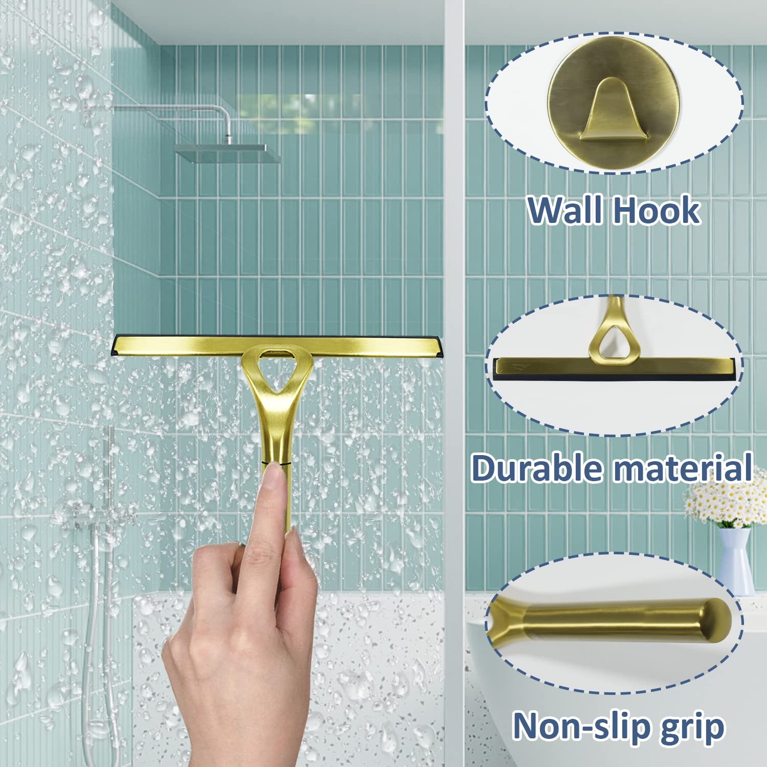 HomDSim Stainless Steel Shower Squeegees All-Purpose Mirror/Window/Glass Wipe…