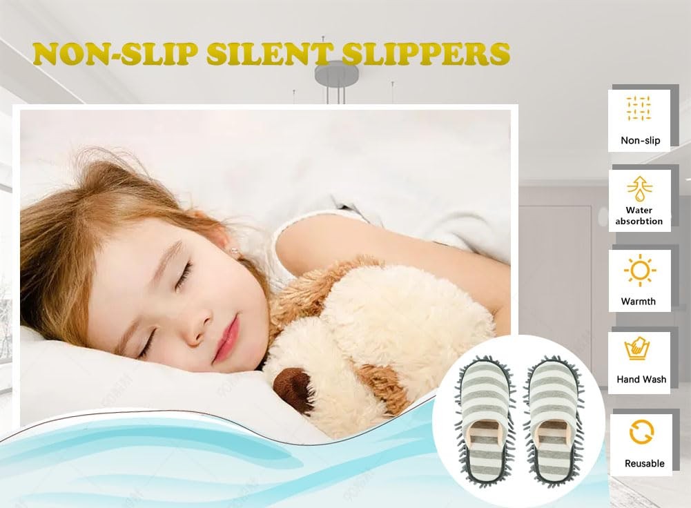 Unisex Microfiber Slippers Floor Cleaning Mop Men and Women House Dusting Tool