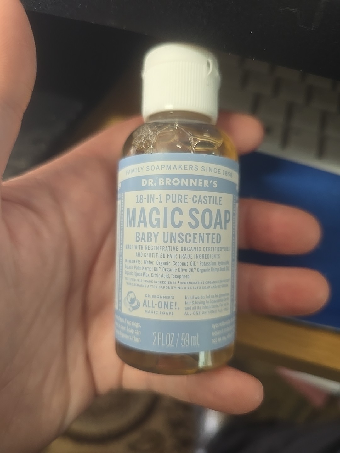 Dr. Bronner’s – Pure-Castile Liquid Soap, Baby Unscented, Travel Size, 2 Fl Oz