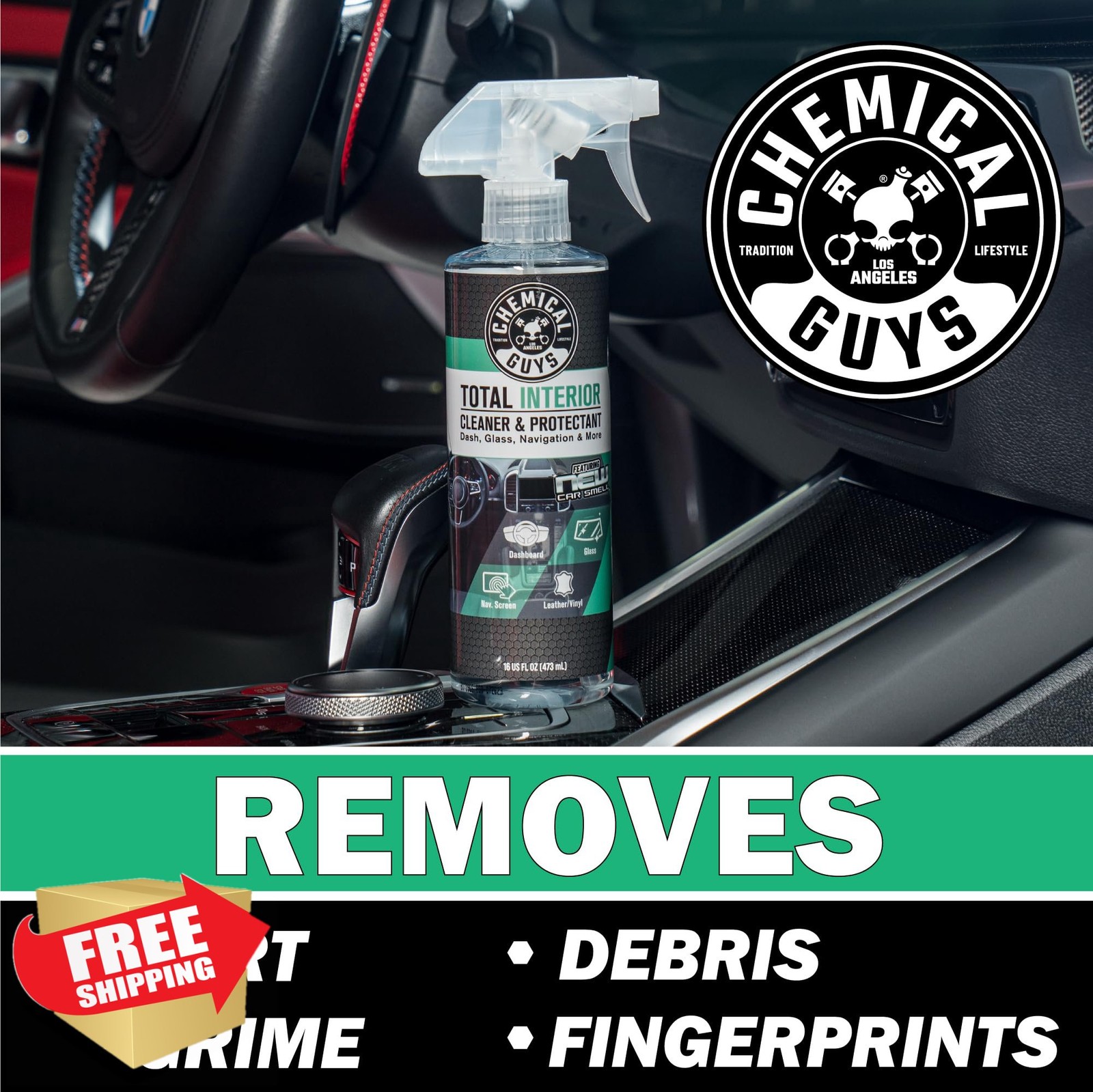 Chemical Guys Total Interior Cleaner and Protectant, New Car Smell, (Safe for…