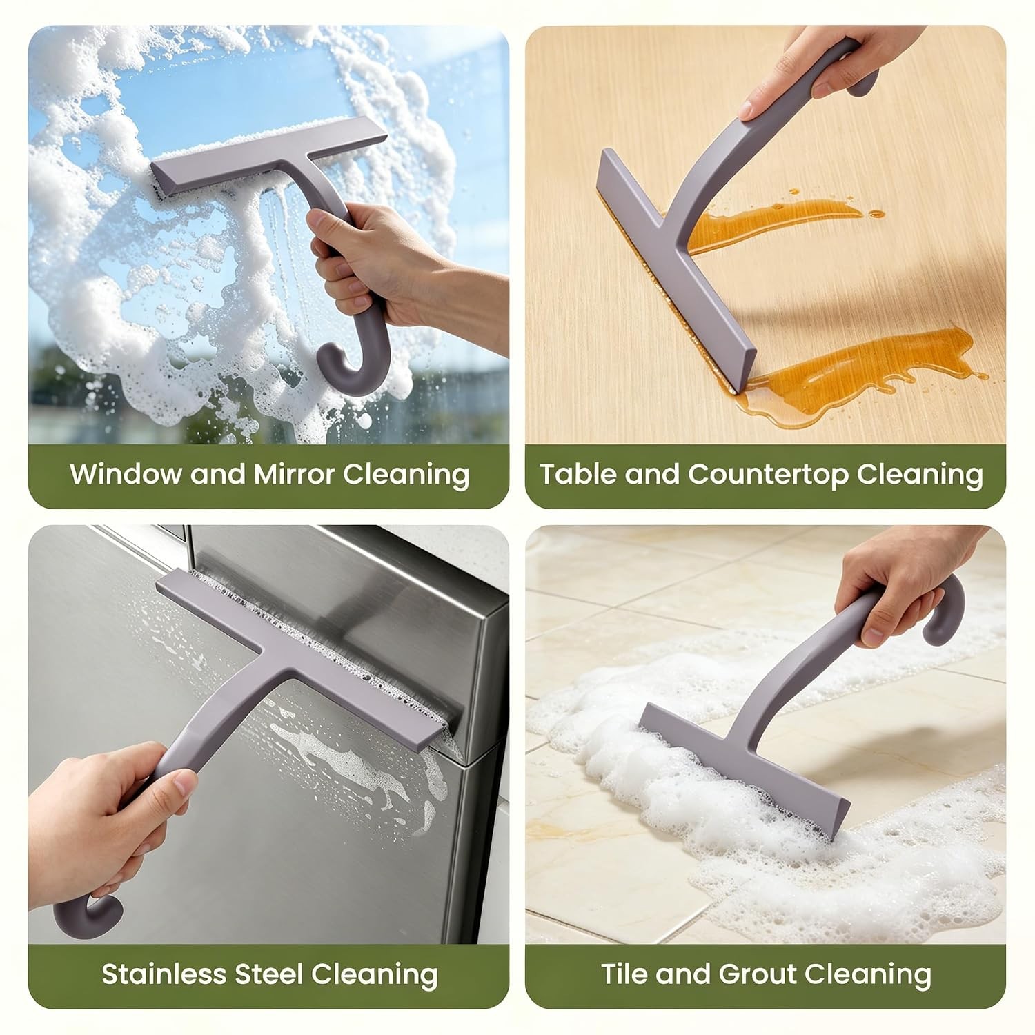 Shower Squeegee for Glass Doors – 10 Inch Bathroom Squeegee with Ergonomic Round