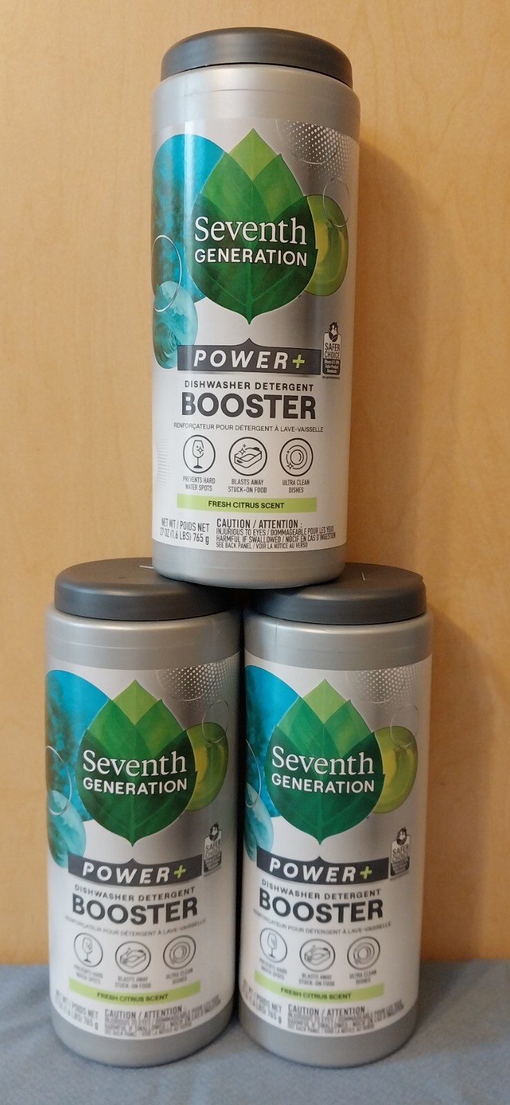 3 SEVENTH GENERATION Power+ Dishwasher Detergent Booster Fresh Citrus 1.6 lb NEW