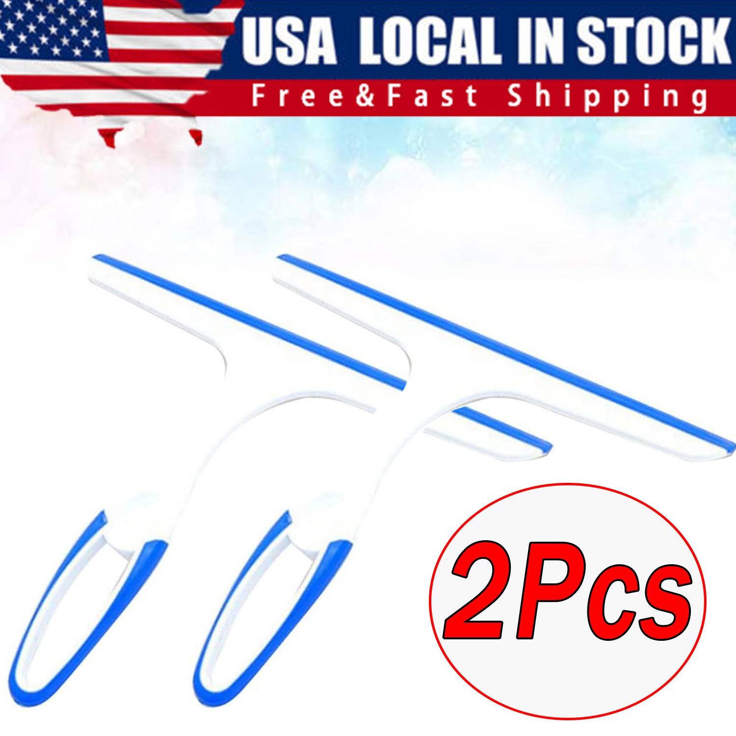 2x Window Mirror Car Windshield Squeegee Shower Glass Wiper Kitchen House Clean