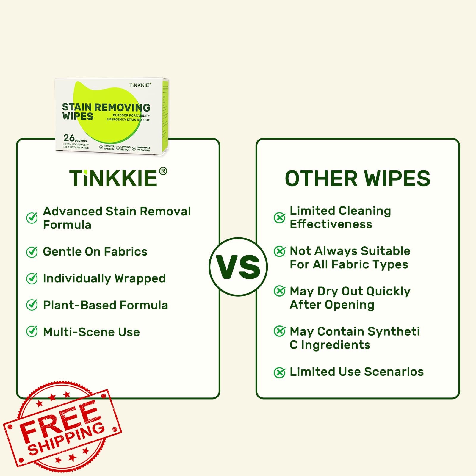 TiNKKiE Stain Remover Wipes 100 Count