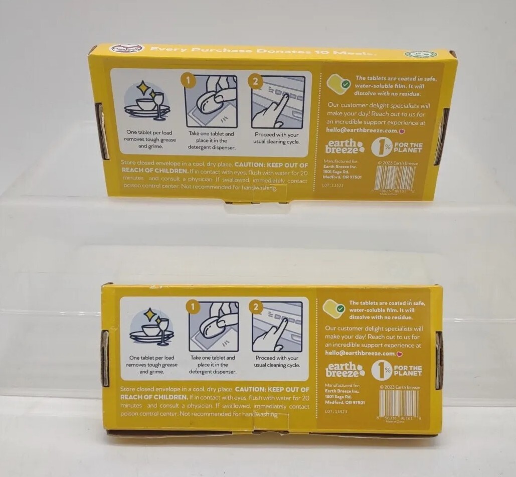 Earth Breeze Power Pebbles Dishwasher Tablets Lemon Citrus 2 Boxes 60 Tablets