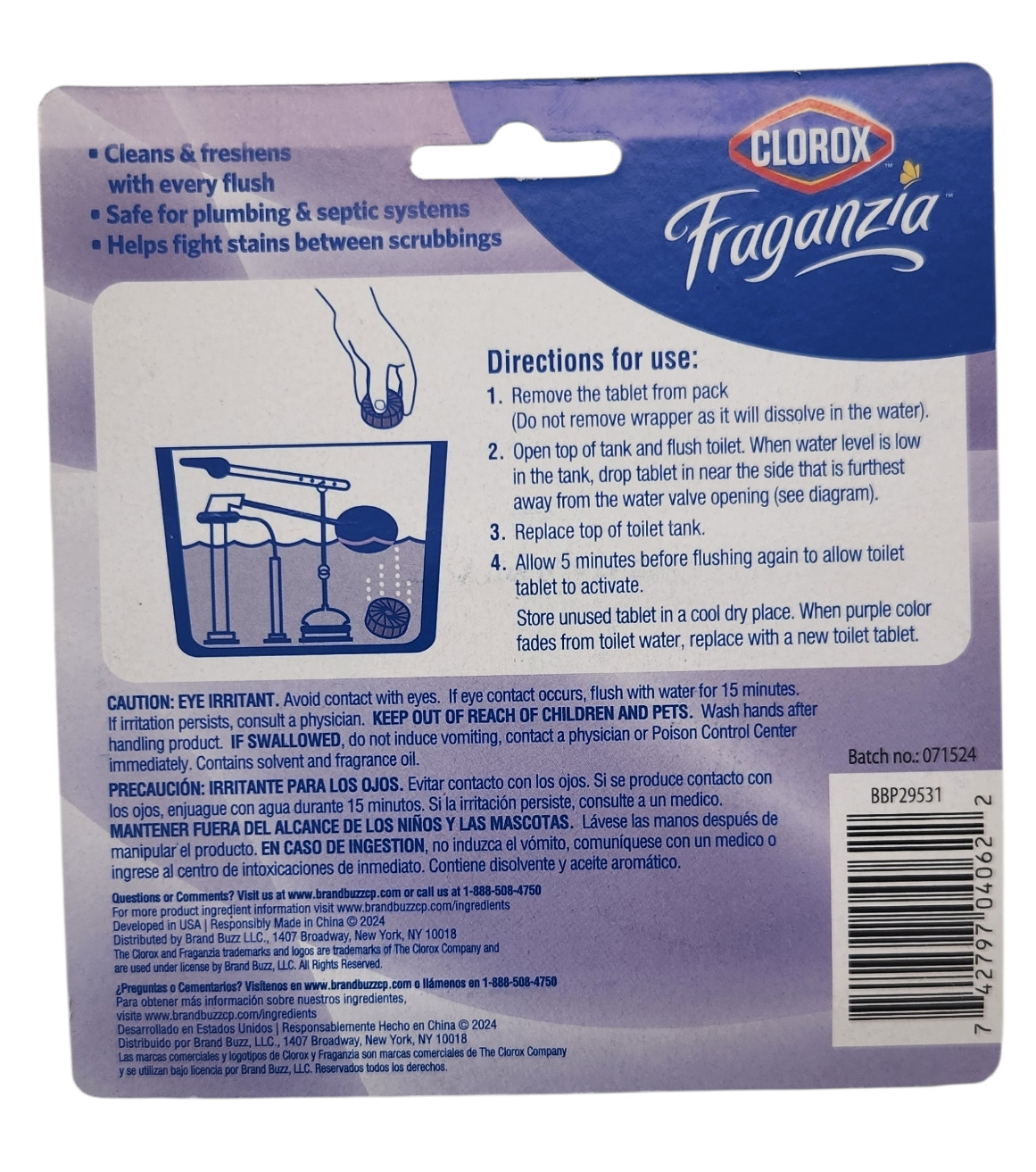 Clorox Fraganzia Toilet Bowl Cleaner Tablets 2 tablets – (4-Pack) 8 Tablets