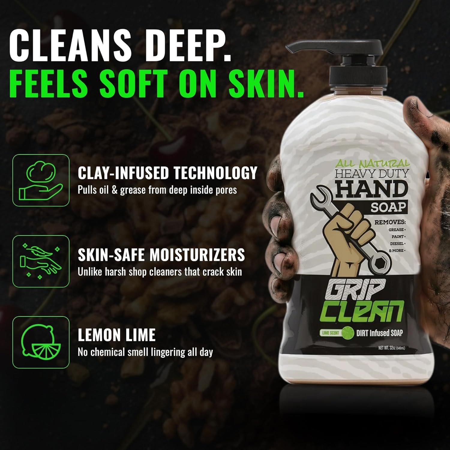 Natural Pumice & Clay Hand Cleaner – 32oz for Automotive and Industrial Use