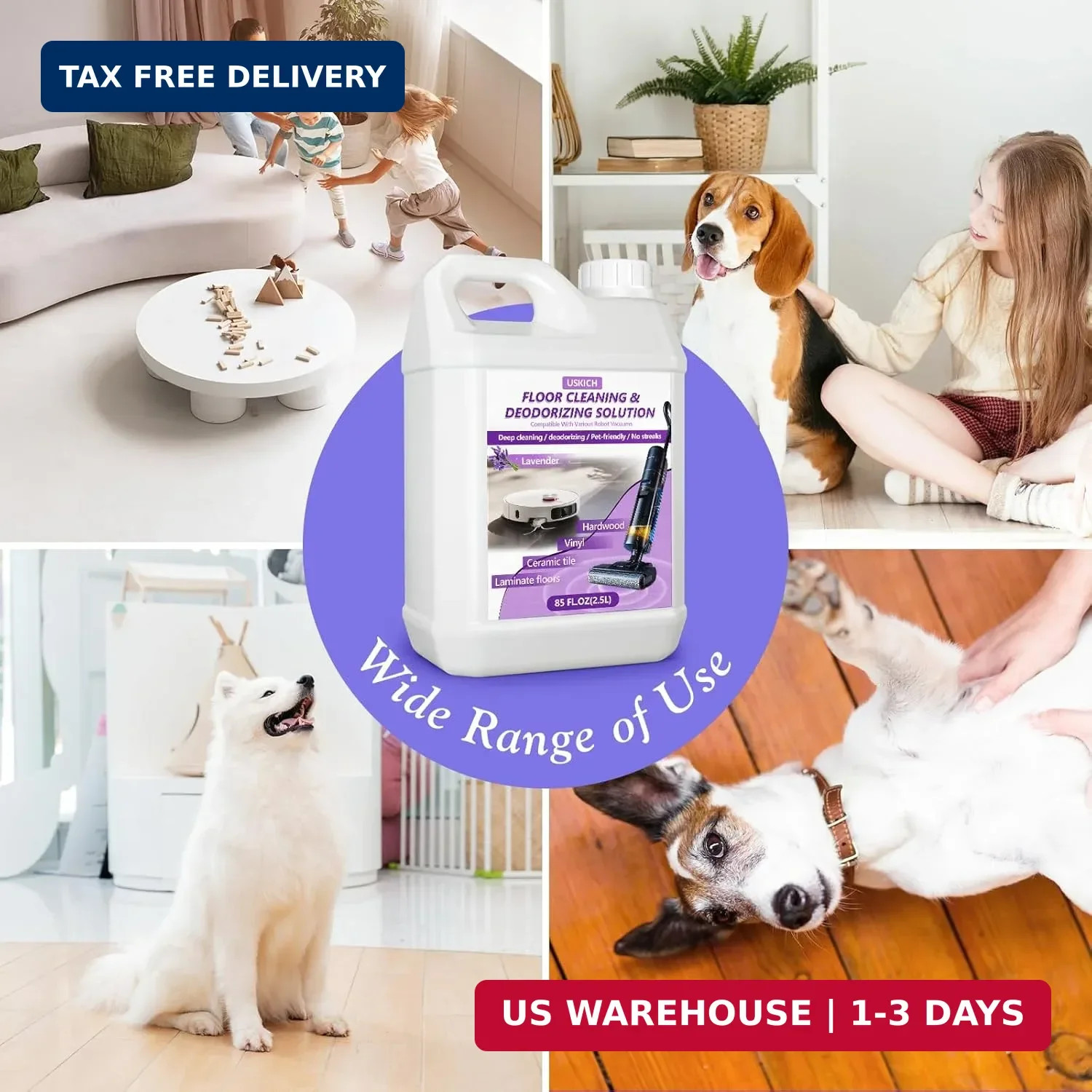 Floor Cleaning Solution- 85 FL OZ-Floor Cleaner for Mopping with Tineco,Deep Cle