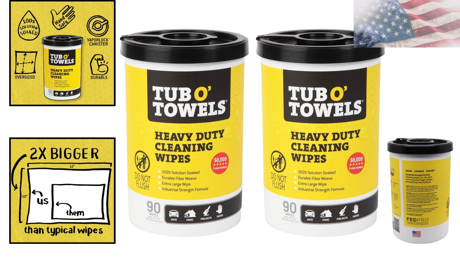Heavy-Duty Multi-Surface Cleaning Wipes, 10″ x 12″, 90 Count Canister, Remove…
