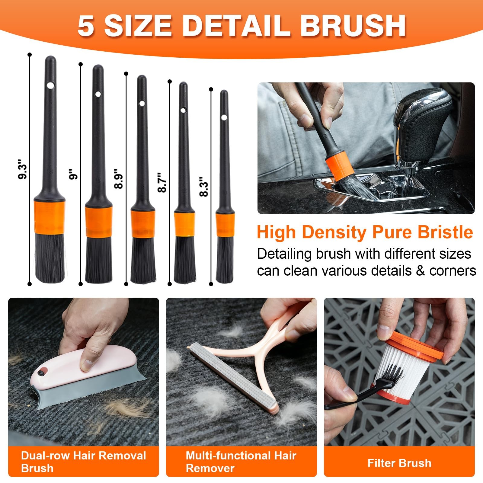 Car Cleaning Kit 19Pcs, Car Interior Detailing Kit with 12000PA High Power Ha…