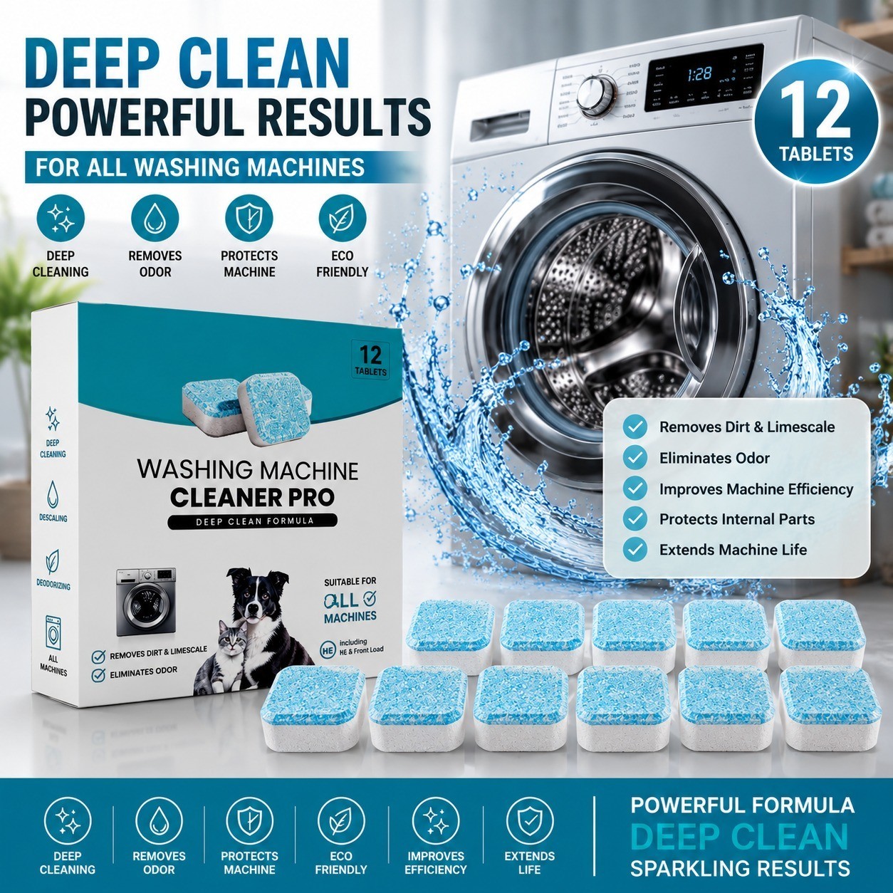 12pcs washing machine cleaning tablets clothing machine cleaning tablets 12pcs