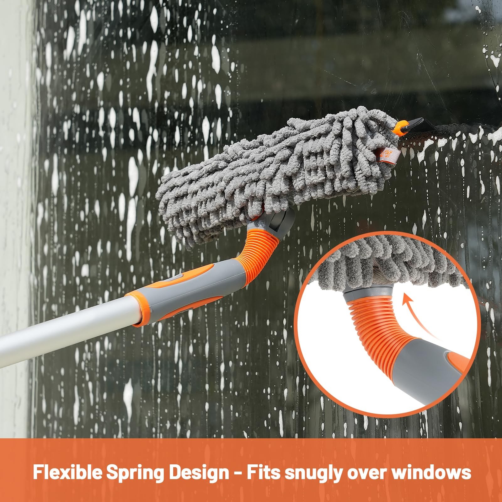 2-in-1 Window Cleaner Tool, 64” Window Squeegee for Home, Window Cleaning Sq…