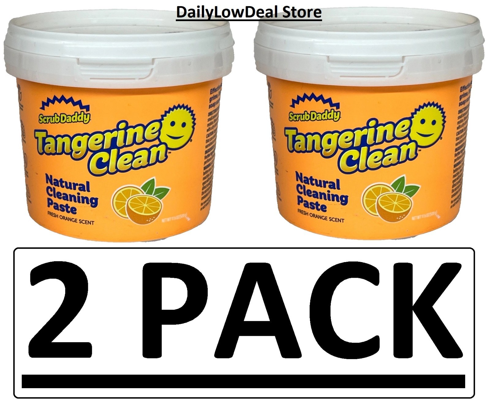 2 PACK – Scrub Daddy Tangerine Clean Natural Cleaning Paste 17.6 oz EACH