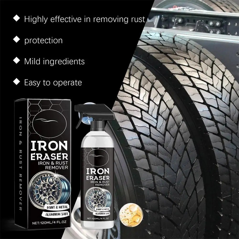 Iron Eraser Rust Remover Spray, Car Wheel Paint Brake Dust Fast Cleaner 120ML US