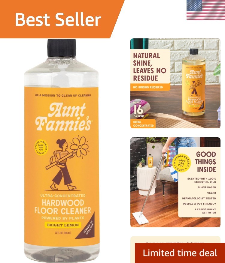 Plant-Based Vinegar-Free Hardwood Floor Cleaner, 32 oz – Safe for Kids & Pets