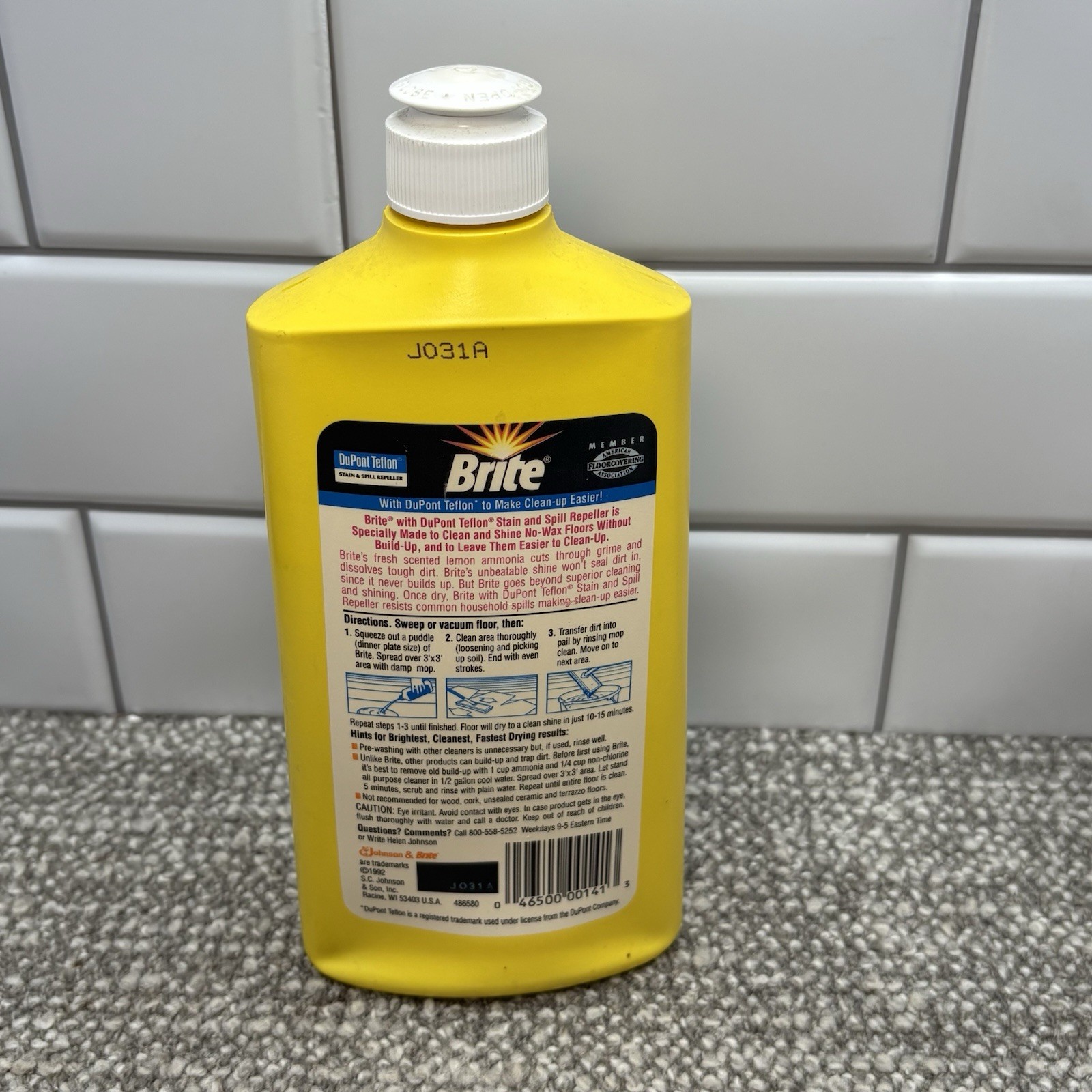 Vintage Johnson Wax BRITE No Wax Floor Cleaner 16 Oz 95% Full