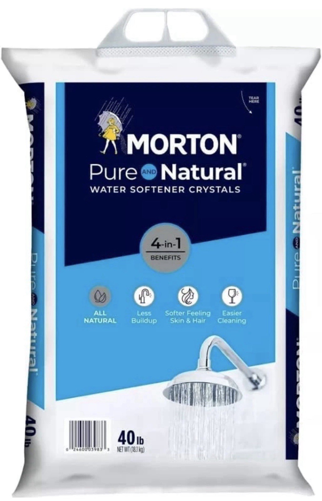 (6 PK) Morton Pure & Natural 4-in-1 Water Softener Salt Crystals 40 lb