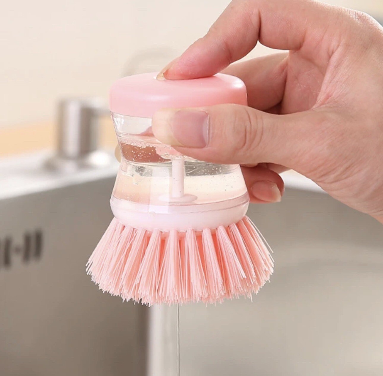 3Pcs Soap Liquid Dispensing Pot Brushes Kitchen Dish Pan Sink Clean Washing Tool