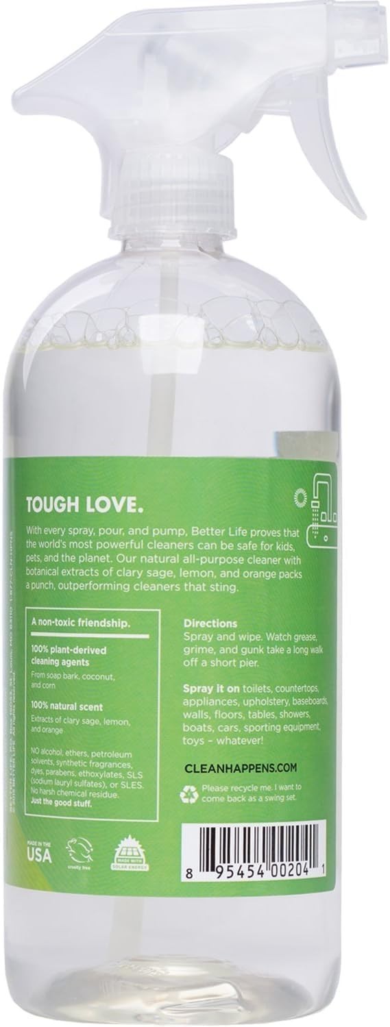 Multipurpose Home & Kitchen Cleaner – 32oz Clary Sage & Citrus for Safe Cleaning