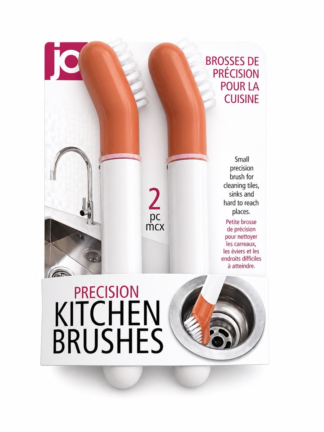 Joie Precision Kitchen Brushes Set Tile Grout Cleaning Brush Sink