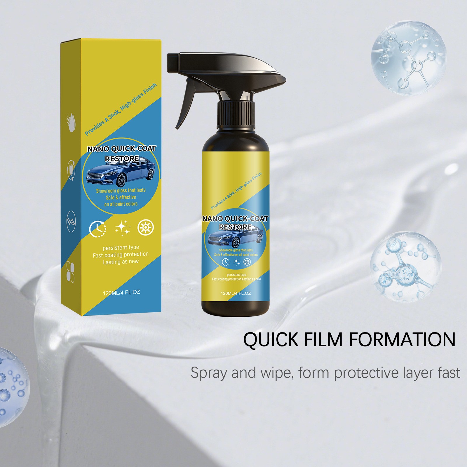1~3PCS Nano Quick Coat Restore Spray Fast Coating Protection for Car 120ml