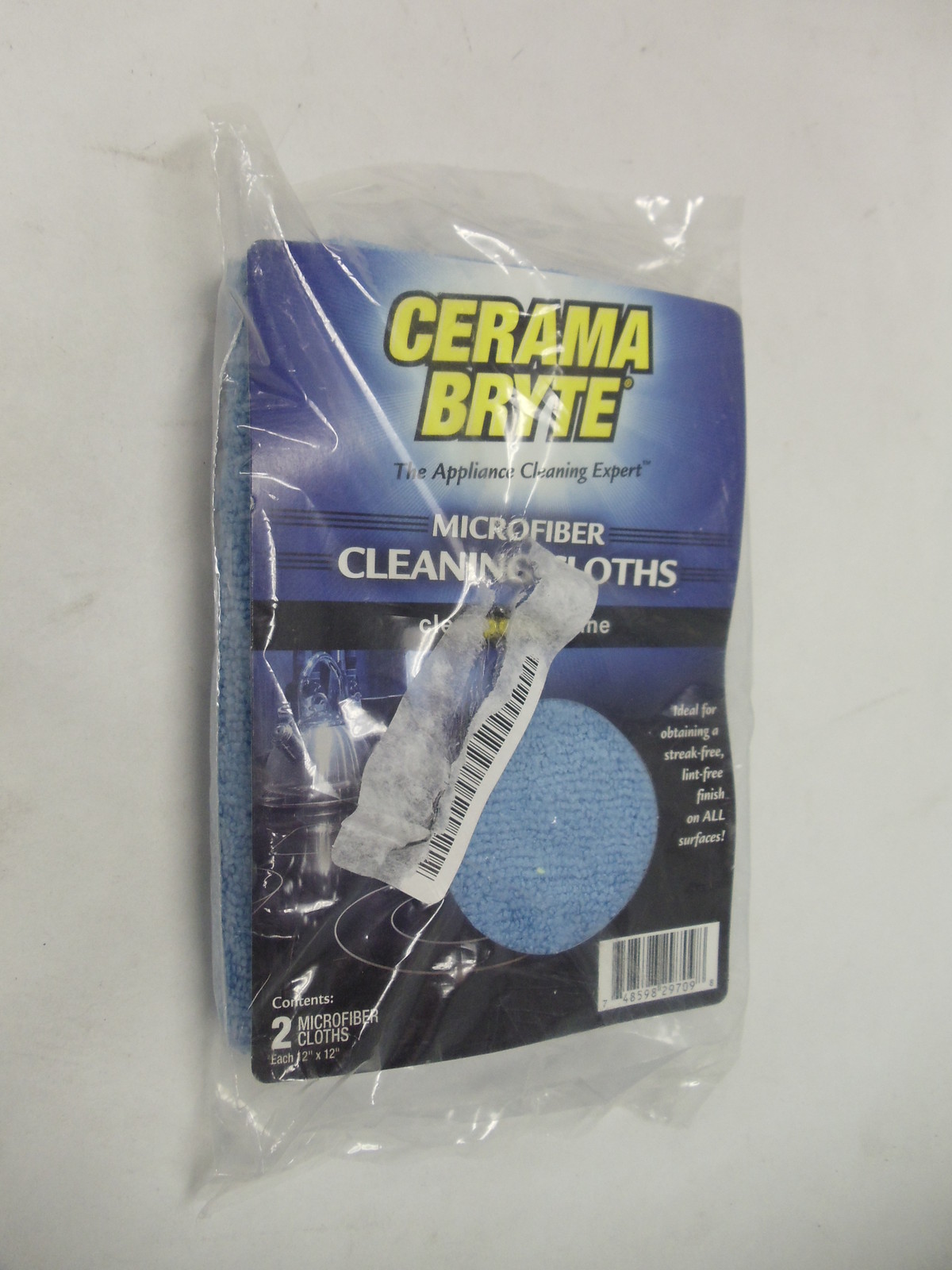 2 Cerama Bryte Blue Microfiber Cleaning Cloths 12″ x 12″ for Appliances