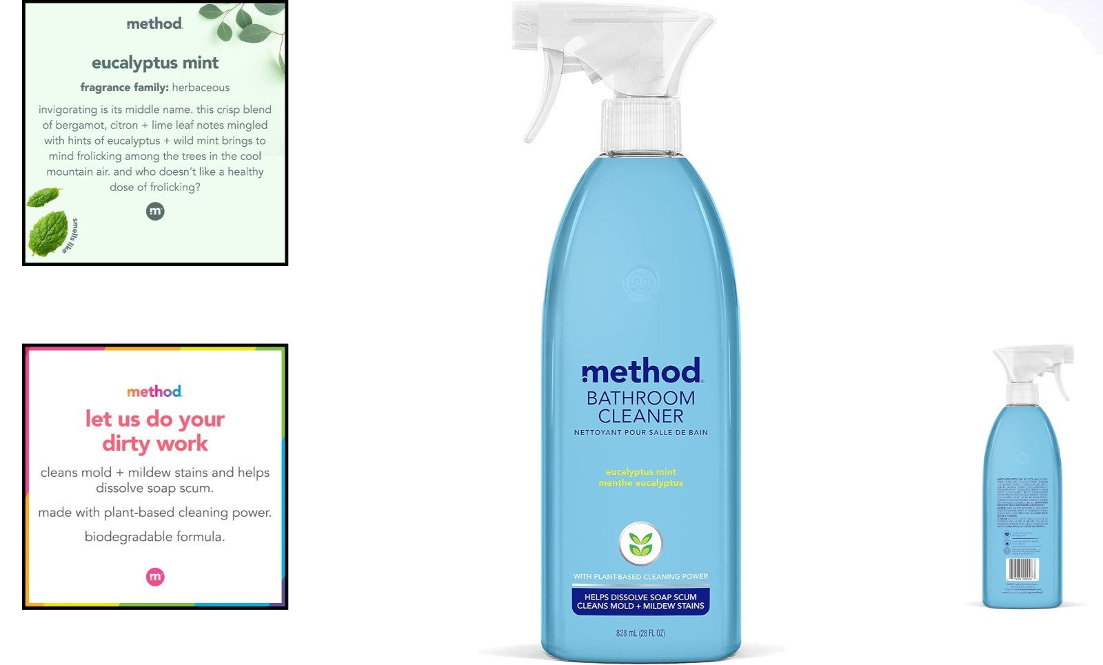 Eco-Friendly Bathroom Cleaner: Eucalyptus Mint, 28 Fl Oz, Mold & Mildew Remover