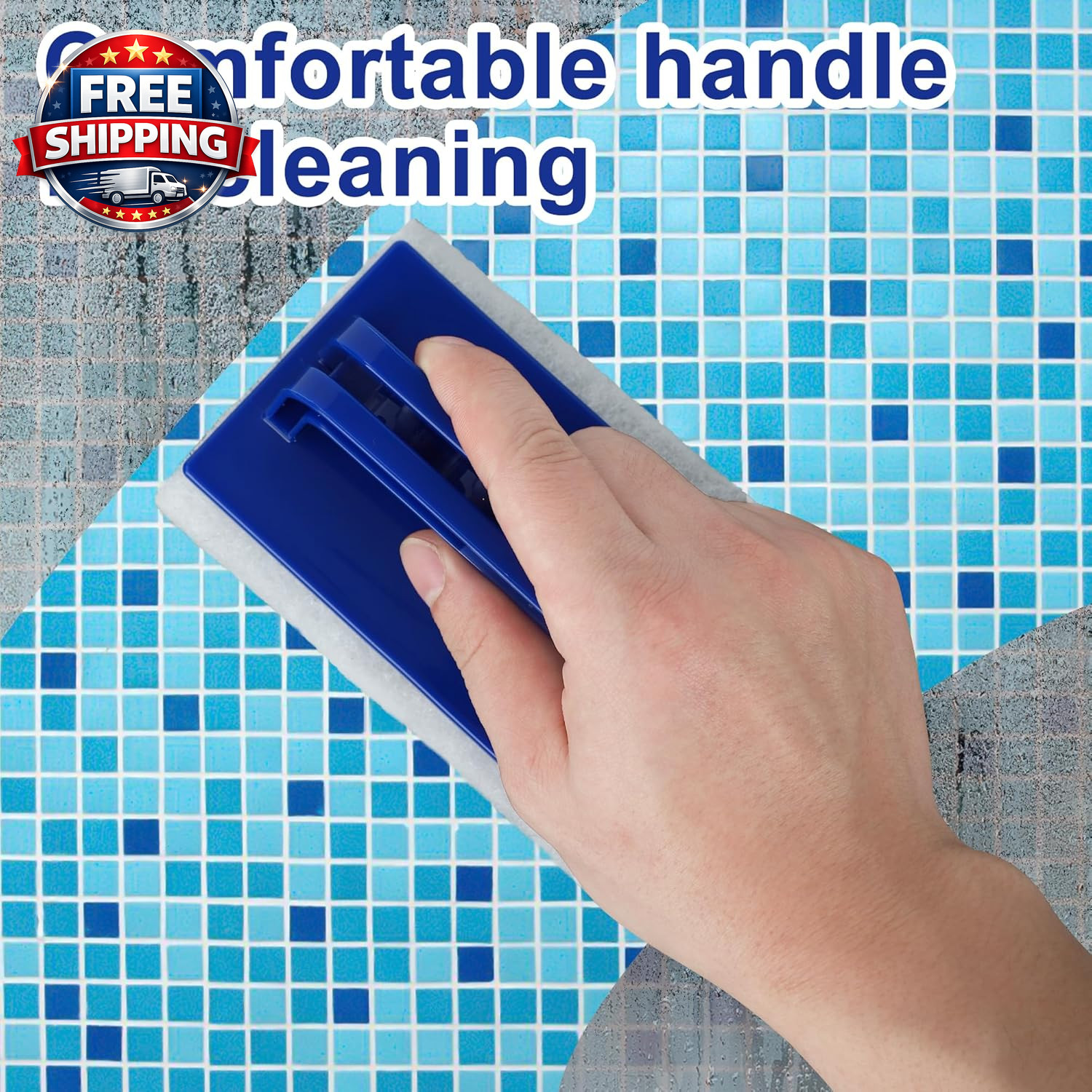 3 Pack Hand-Held Pool Scrub Brush Pool Cleaning Scrubbing Sponge Pad Bathroom Cl