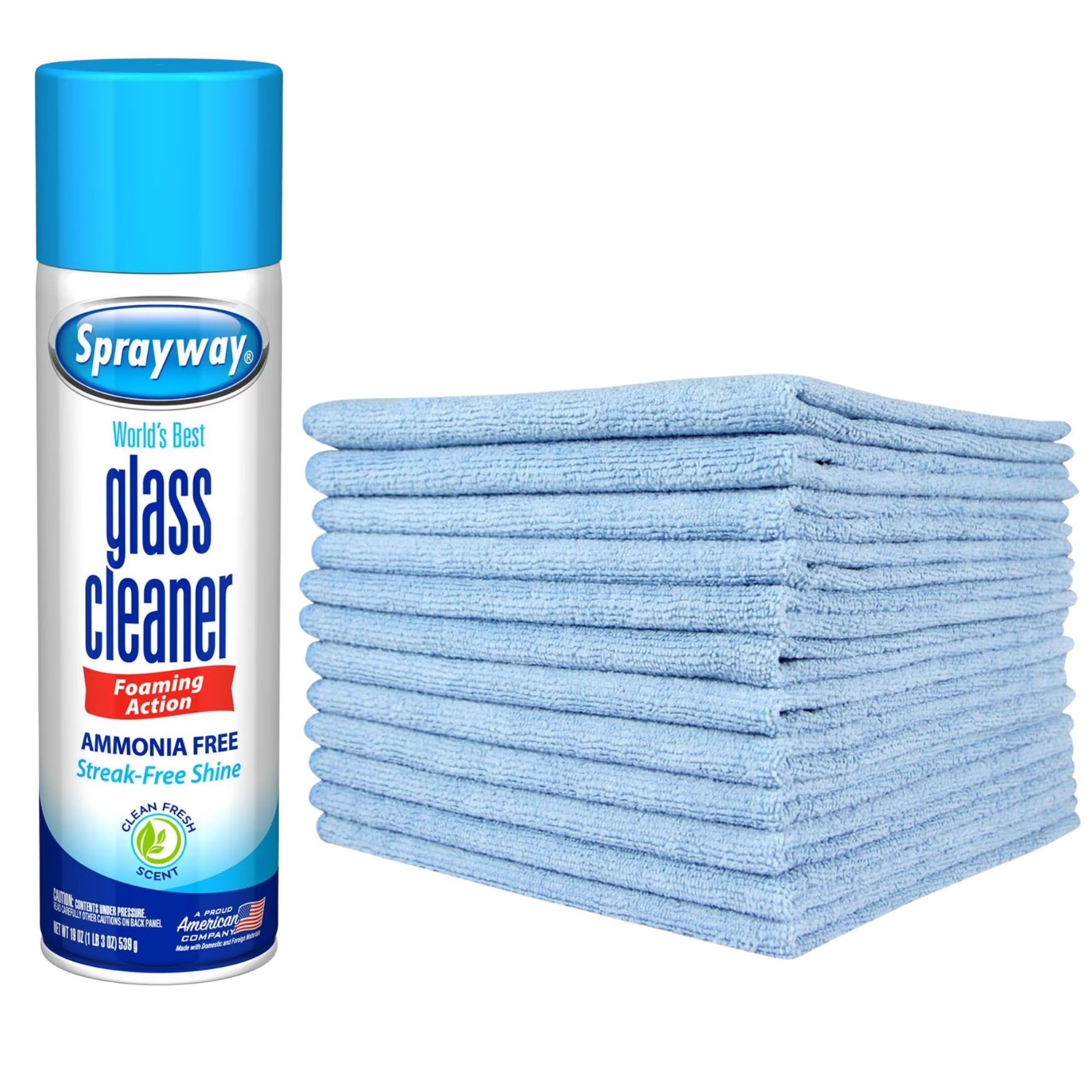 Sprayway Glass Cleaner With 12×12 Microfiber Cleaning Cloths – FREE SHIPPING