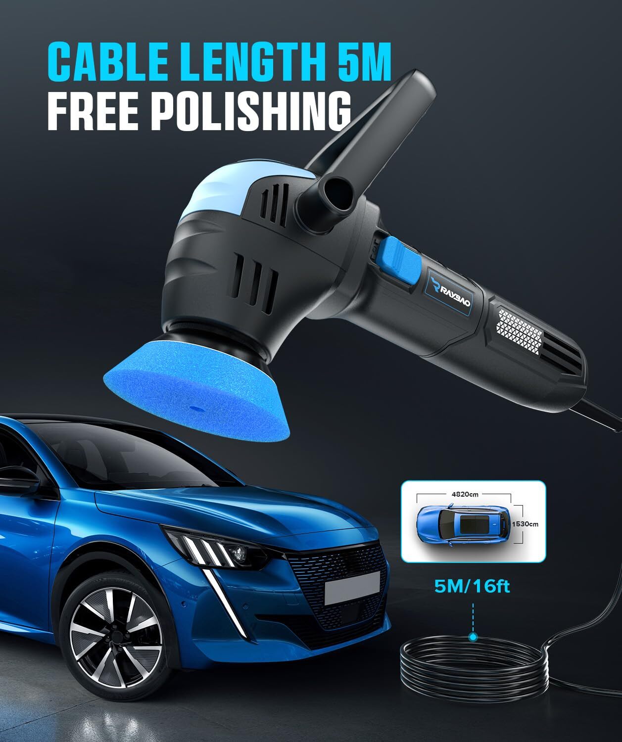 Mini Polisher 2inch/ 3inch 750w Car Buffer Polisher With 12mm Random Orbitalimpr