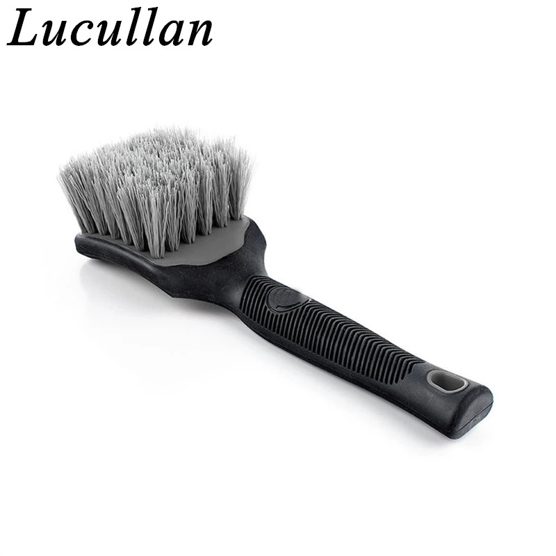 Lucullan Car Wheel Tire Detailing Brush Rubber Handle Scratch-Free Medium Stiff