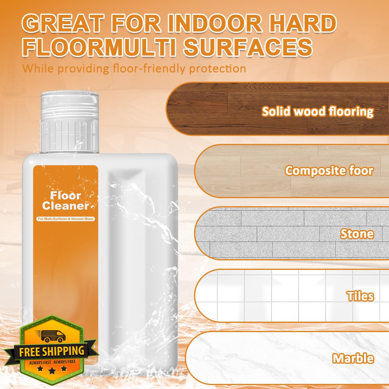 QKLYXEN Floor Cleaner Orange 1L 2 Pack