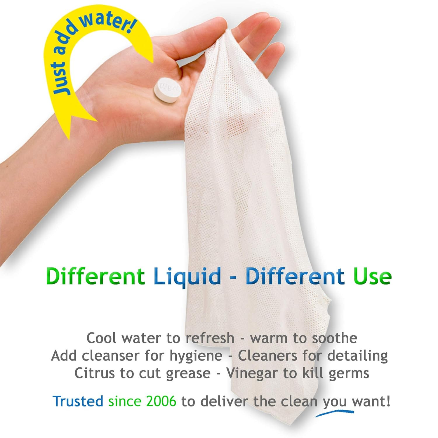 Compressed Cleaning Wipes 100ct Just Add Water Biodegradable Travel Unscented