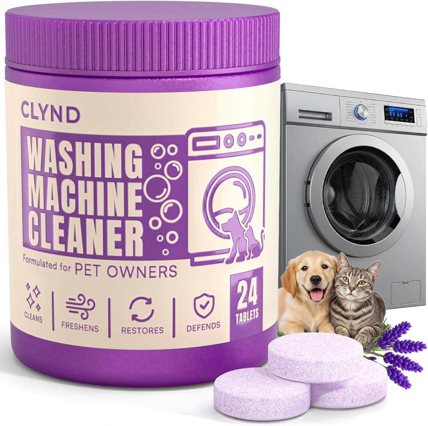 Washing Machine Cleaner Tablets 24 Pack HE Front Load Top Load Washing Machine