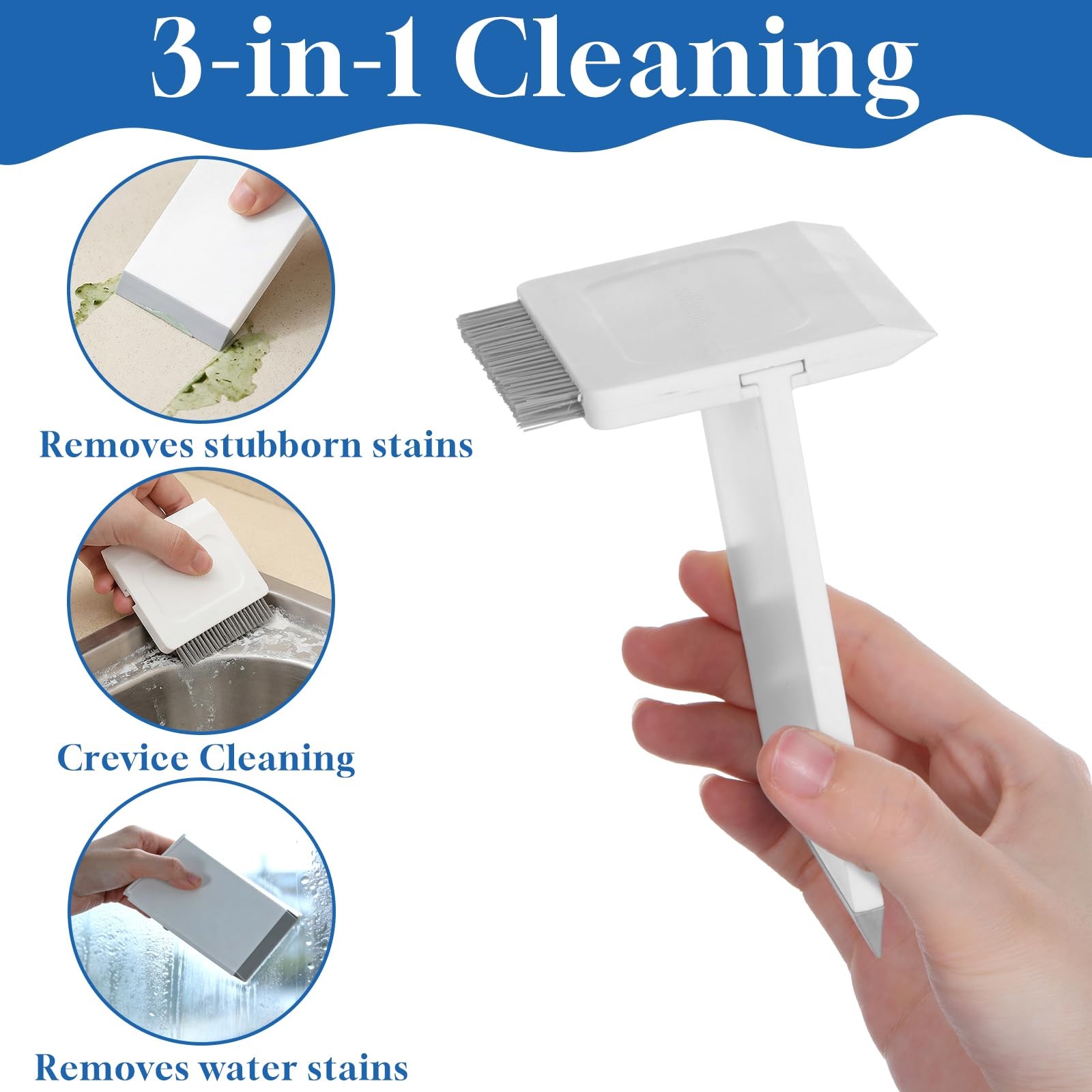 Kitchen Sink Squeegee and Countertop Brush, 3 in 1 Small Squeegee for Kitchen…