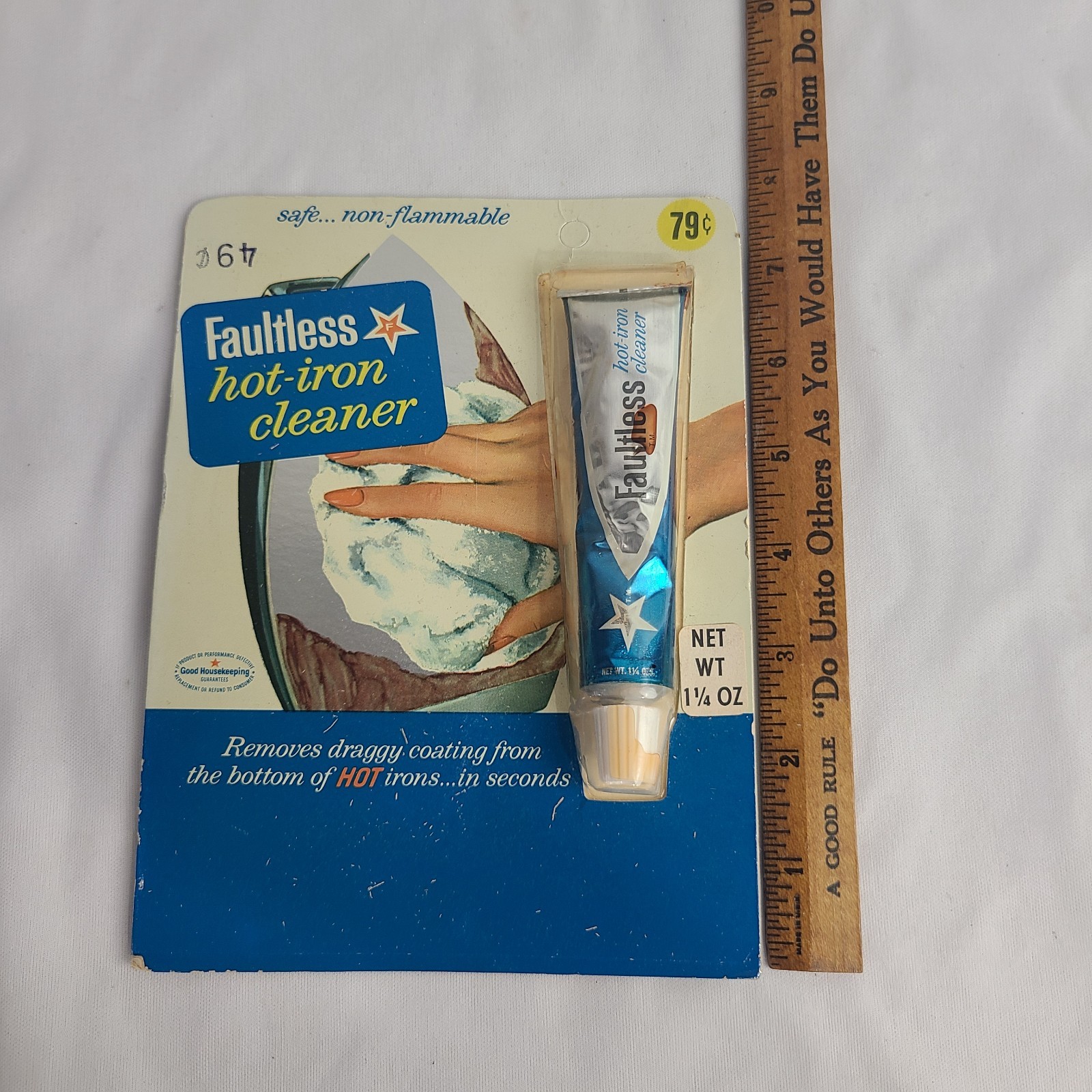 Faultless Hot Iron Cleaner Vintage NOS Sealed 1968 Package MCM NEW Advertising