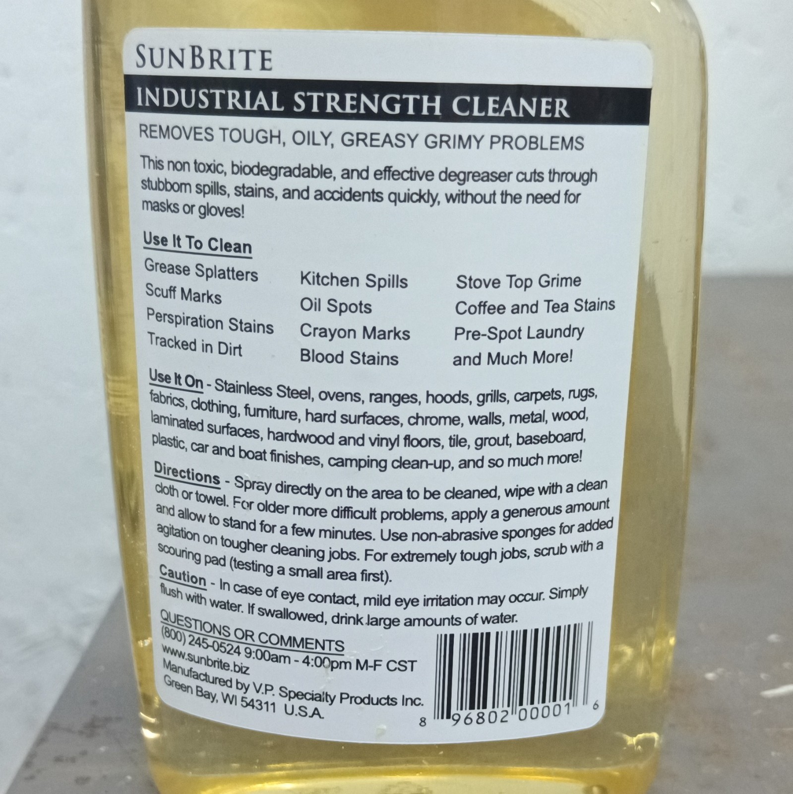 SunBrite Industrial Strength Cleaner Non-Toxic Biodegradable Liquid, 22 oz