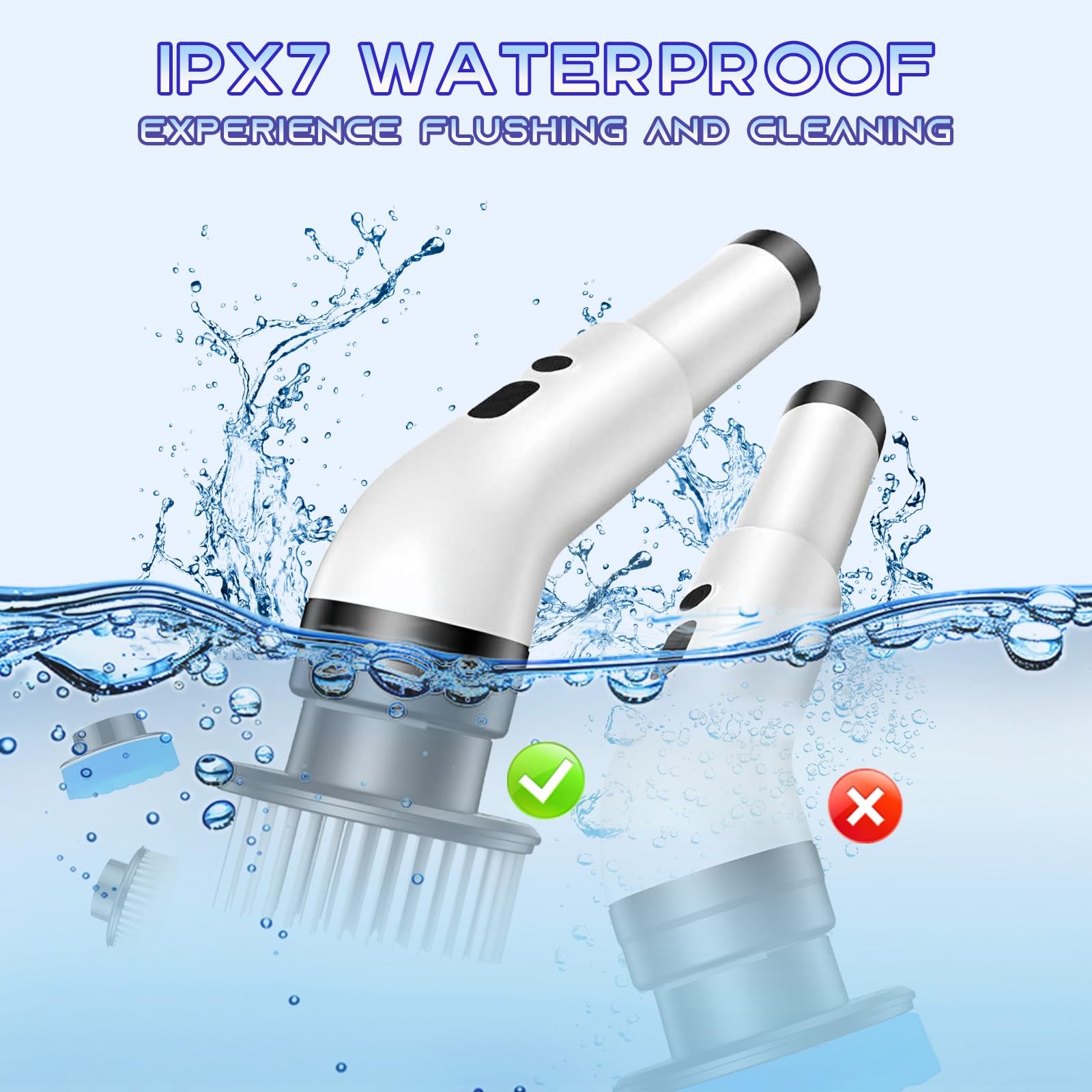 Electric Spin Scrubber, Cordless Bathroom Scrubber Brush with 9 Replaceable H…