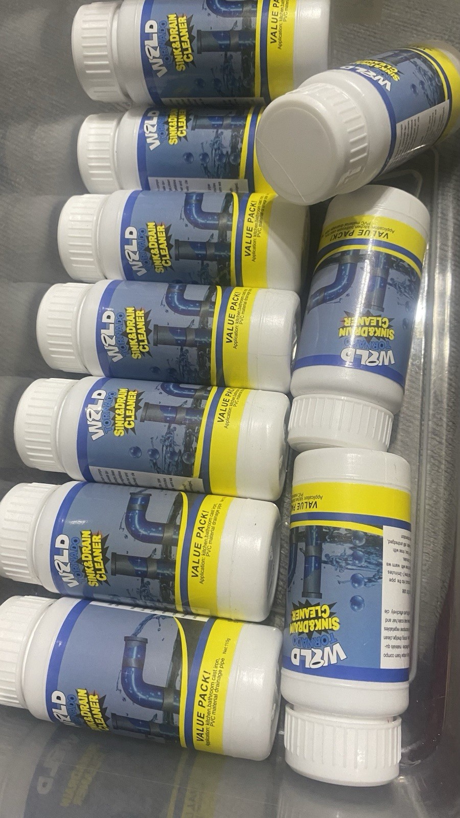10 Btls.WILD TORNADO SINK & DRAIN CLEANER 110grams,expiration 02/24/2026