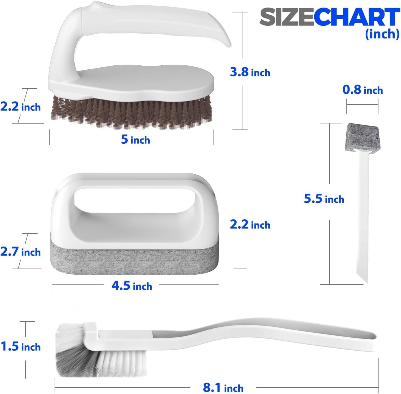 7 Pack Deep Cleaning Brush Set, Scrub Brush, Grout Brush, Pool Brush, Scrub P…
