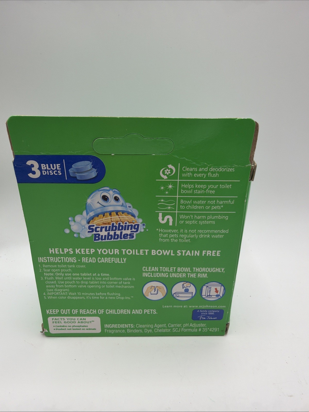 1 Scrubbing Bubbles Vanish Continuous Clean BLUE Drop-Ins 3ct Discs 4.23oz Box