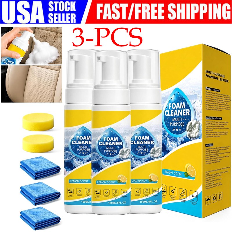 3X 4-in-1 Multi-Enzyme Foam Cleaner,All-Purpose Spray 5oz with Sponge&Towel