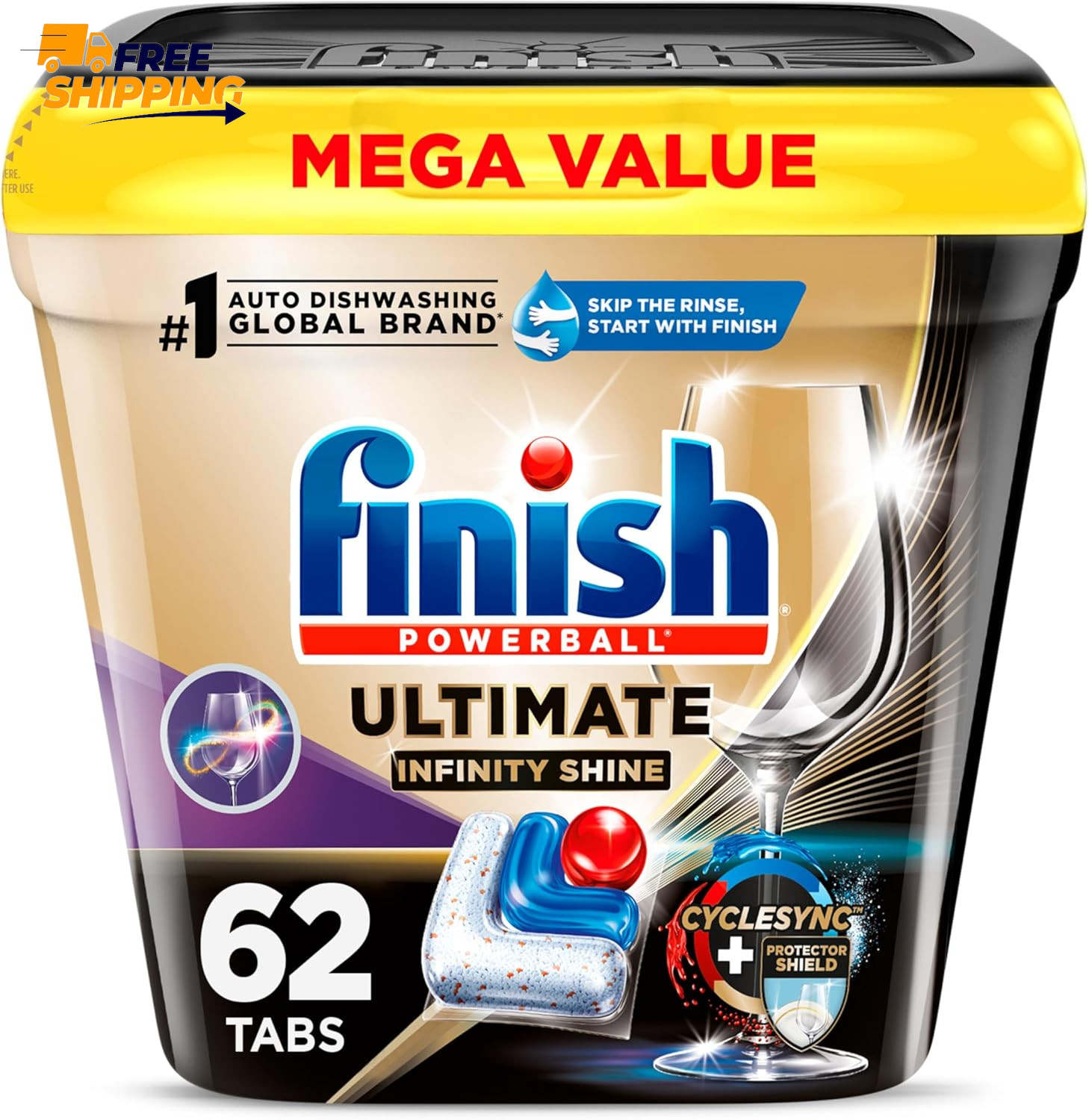 Ultimate Infinity Shine Dishwasher Pods, No Pre-Rinse Dishwasher, 62 Count 👌