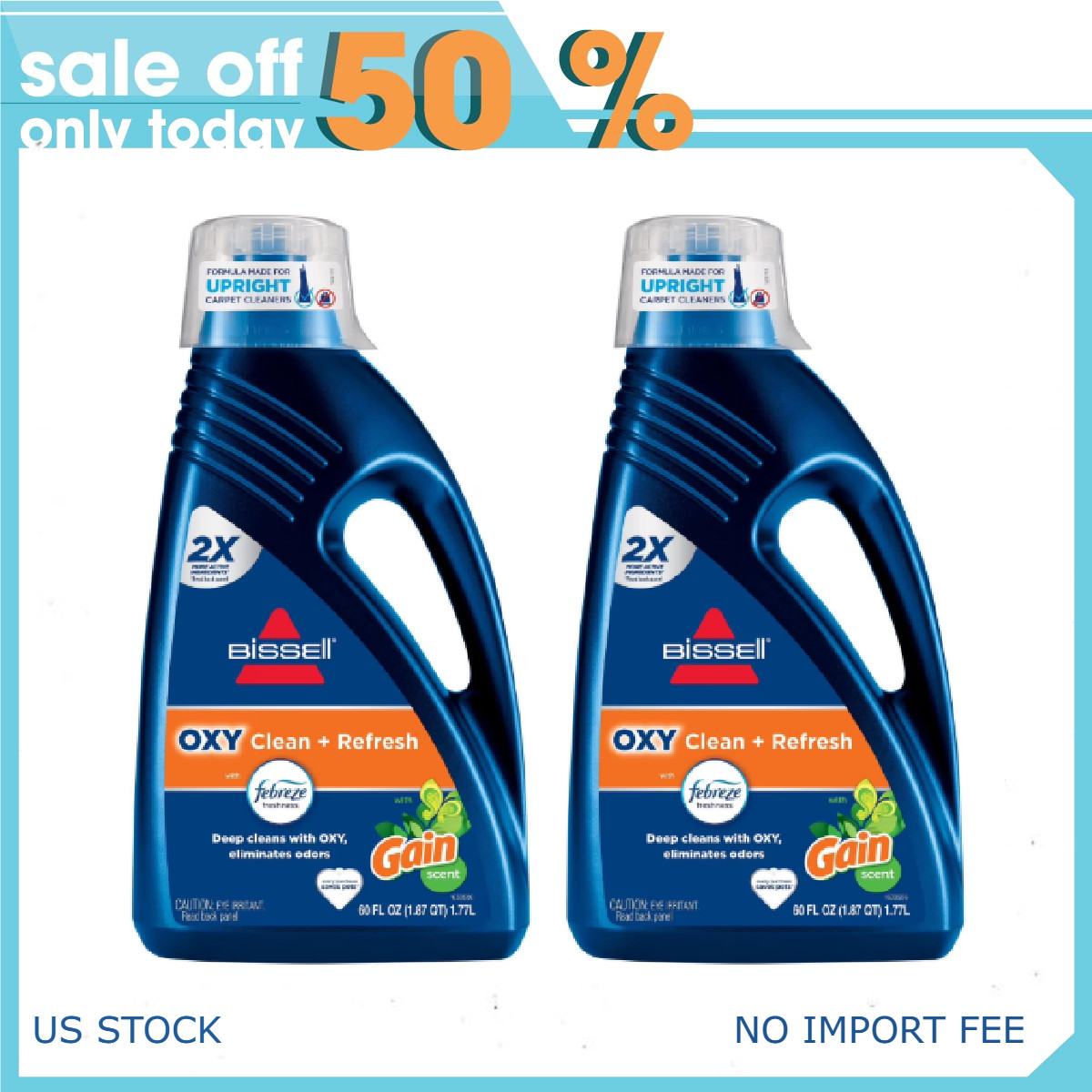 (2 pack) BISSELL Carpet & Rug Cleaner, Gain Scent, 60 fl oz, 1462W