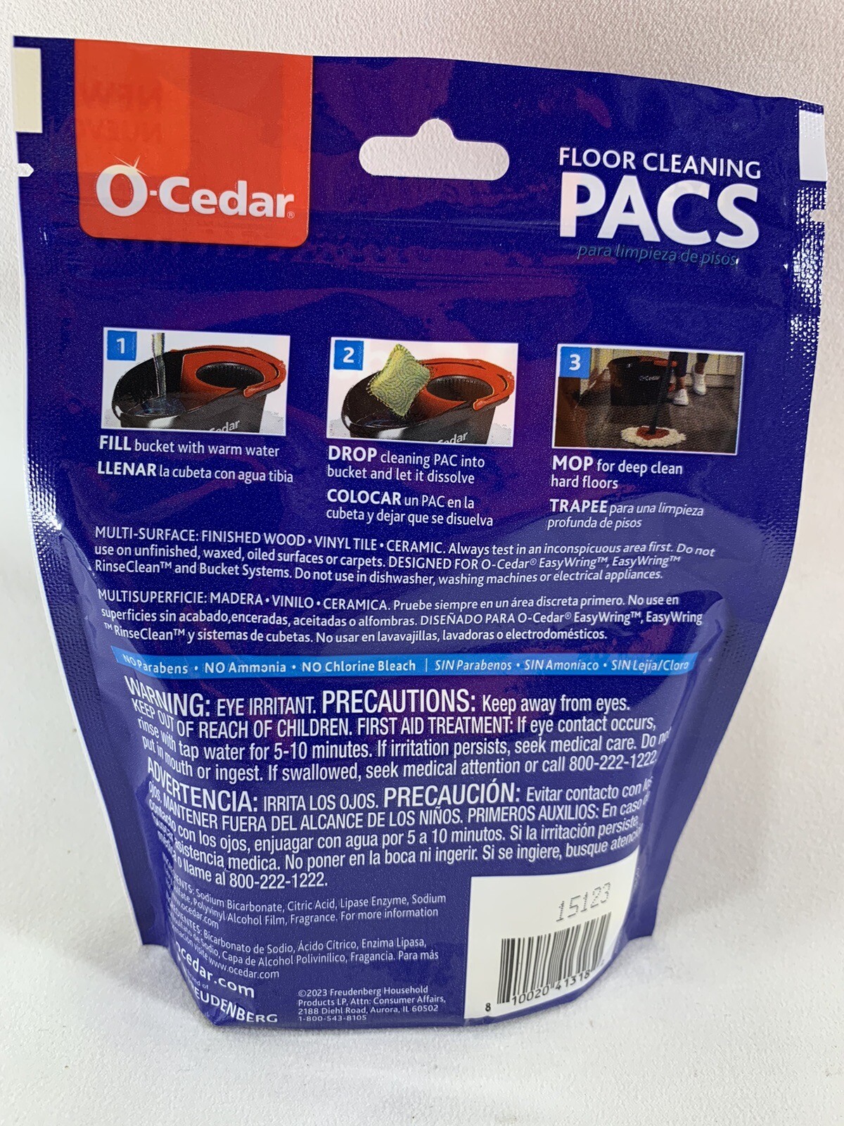 4 Packs NEW O-Cedar PACS Hard Floor Cleaner, Crisp Citrus Scent (10-Count ea=40)