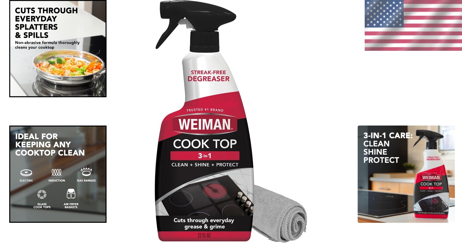 22 Fl Oz Cooktop Cleaner & Microfiber Cloth – Streak-Free & Non-Abrasive
